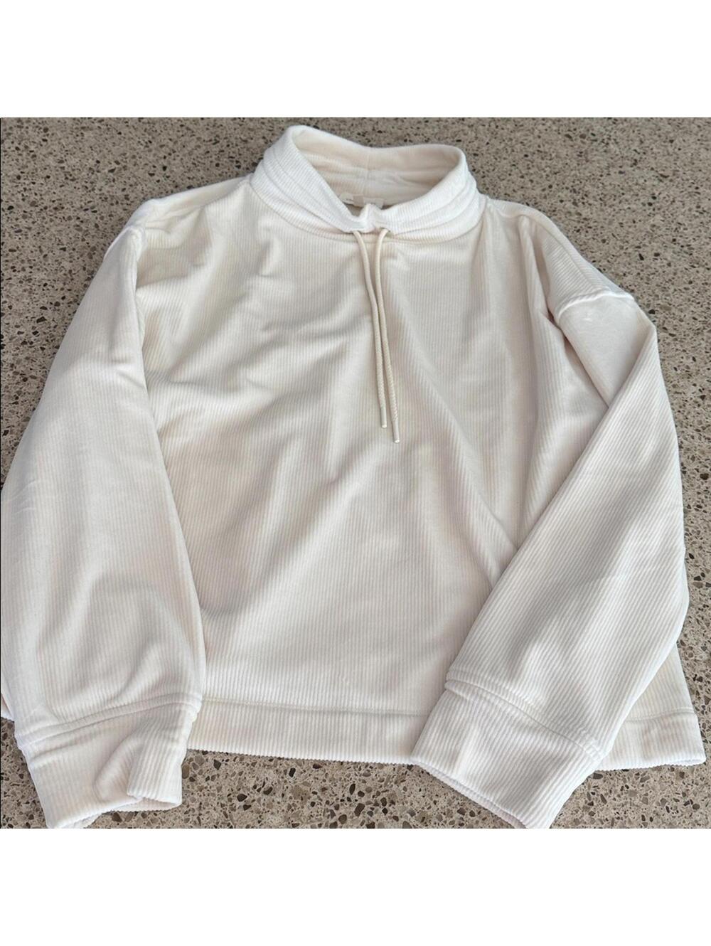 Lou & Grey for Loft Velour Feel Pullover Sweatshirt Ribbed size Large